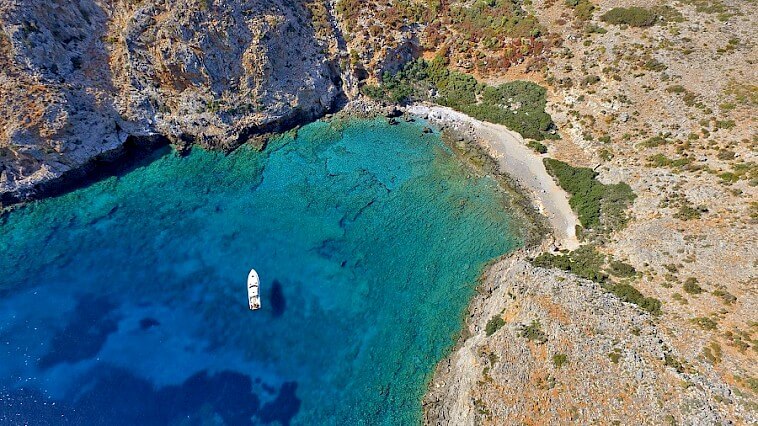 Menies Beach, beautiful beach that we visit with Boat Hire Chania.